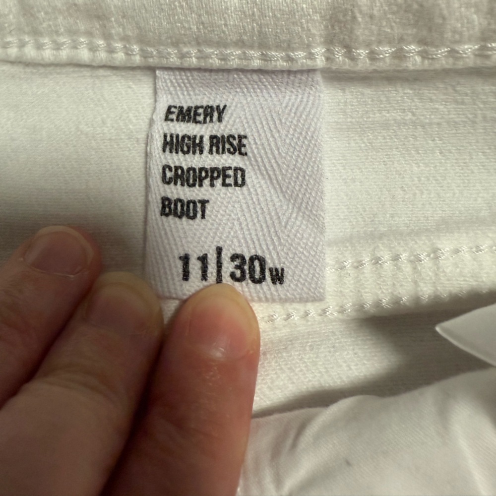 Eunina White Emery High Rise Cropped Frayed Hem Jeans Size 30 Preppy Classic - Picture 9 of 11